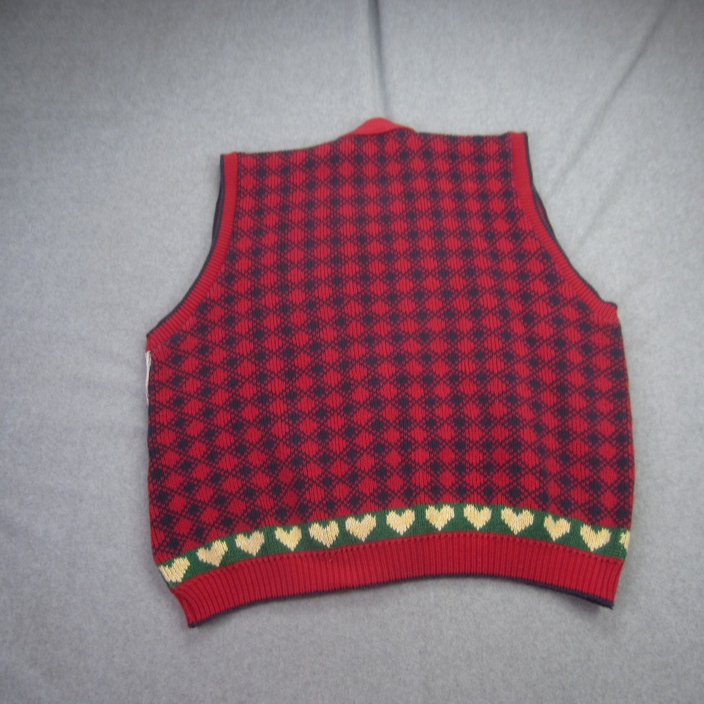 Sweater Loft Vest Women 1X Red Multi Ugly Christmas Sweater Dog Cat Fair Isle - Picture 6 of 12